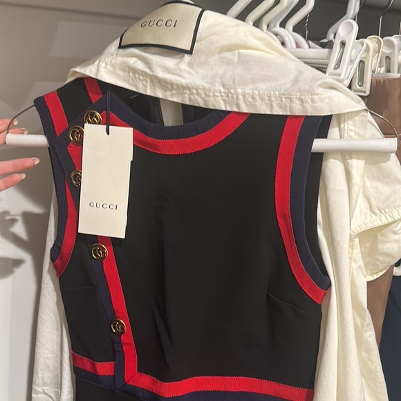 BNWT GUCCI STRIPE TRIM  A-LINE ABITI DRESS XXS - Picture 3 of 6